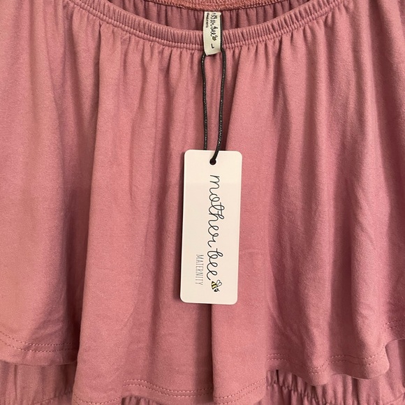 NWT Dusty Pink Ruffled Open Shoulder Maternity Dress - Picture 6 of 8